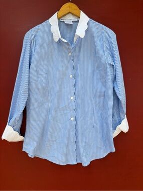 Gretchen Scott Striped Button Down Blouse